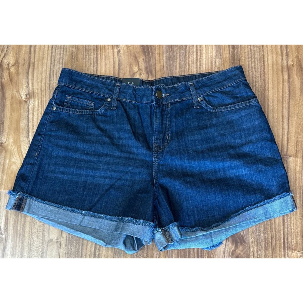 Calvin Klein Jeans Women Roll Cuff Shorts‎ Size 8 Blue Mid-Rise Stretch NEW